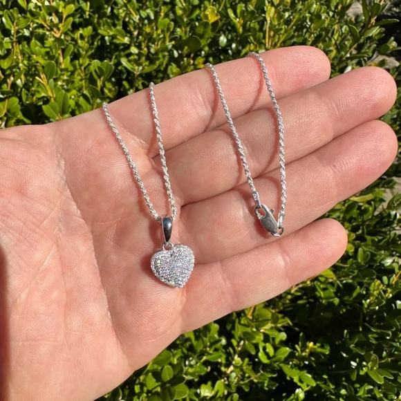 Real 925 Moissanite Diamond Heart Pendant - Picture 3 of 4